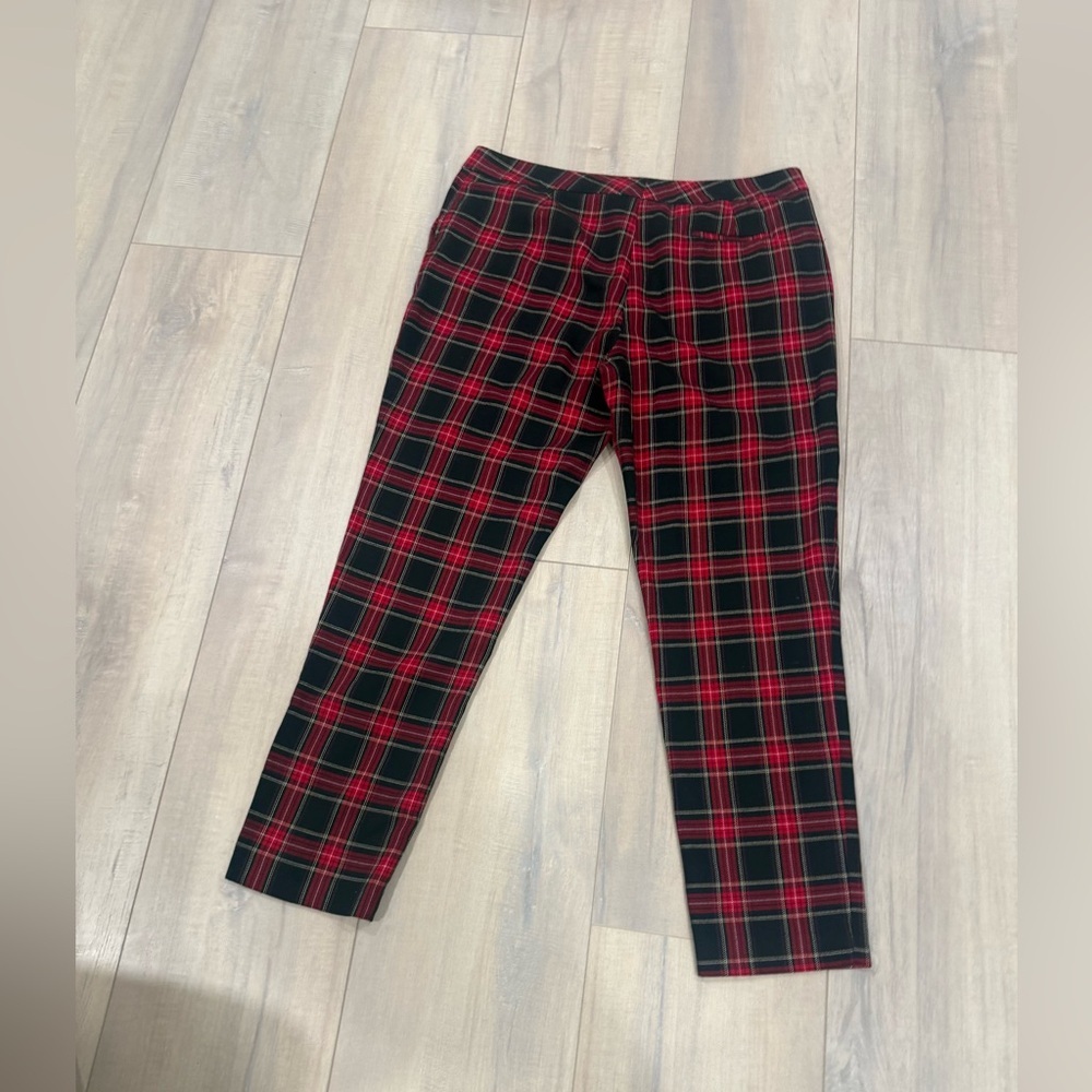 Vince Camuto Red and Black Plaid Chinos